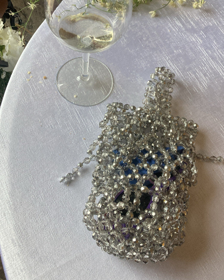 Cristal silver beads bag