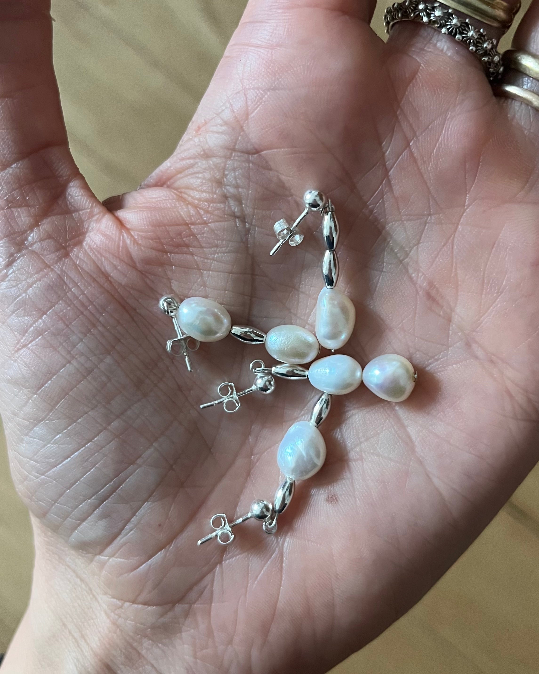 Orecchini Chicco di riso argento